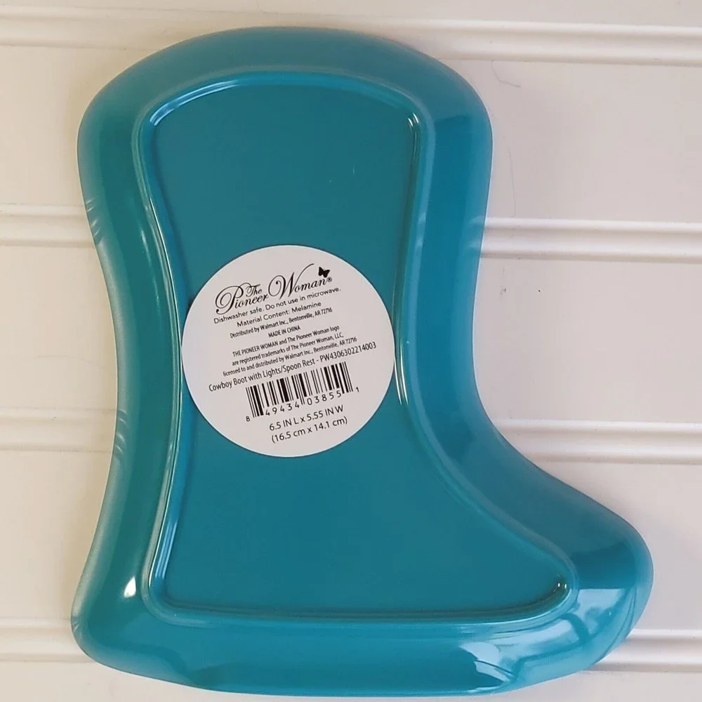 The Pioneer Woman Spoon Rest Christmas Cowboy Boot with Lights Melamine New